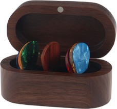Mylywoo Walnut Guitar Pick Holder Set With 1 Rosewood Pick And 6 Cellulo... - $32.99
