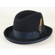 Men Bruno Capelo Dress Formal Hat Australian Wool Homburg Godfather GF102 Navy image 2