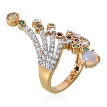 Natural moonstone ,ruby,emerald,sapphire diamond fancy ring for women in 14k hal - £3,479.65 GBP
