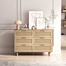 43.31&quot;6-Drawers Rattan Storage Cabinet Rattan Drawer,for Bedroom,Living Room - £217.22 GBP