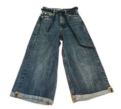 Zara Women’s Wide Leg Cropped Jeans EUR 32 US 0 High Rise Made in Turkey image 7