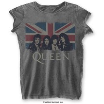 Ladies Queen Freddie Mercury Grey Union Jack Official Tee T-Shirt Womens Girls - £25.10 GBP