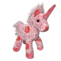 Toys R Us Pink White Floral Flower Unicorn Plush Stuffed Animal 2012 12&quot; - £19.05 GBP