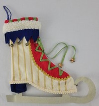 XMAS Stocking Ice Skate Wayne Kleski Catherines Collection Style Felt White GVC - $13.95