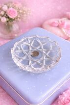 Vintage Cut Crystal Glass Dish Trinket Candy Star Pattern Cottagecore Va... - $18.99