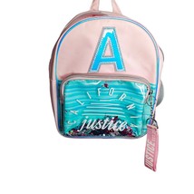 Justice Girls Blue &amp; Pink A Initial Glitter Confetti Mini Bookbag - £9.34 GBP
