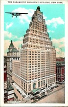 Vtg 1929 Postcard New York - The Paramount Broadway Building w Airlplane  - £3.01 GBP