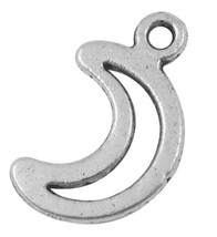 10 Moon Charms Antique Silver Tone Open Crescent Pendants Celestial Fairy Tale - £1.98 GBP