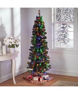 6-Foot Pre-Lit Pencil Christmas Tree 200 LED Color-Changing Lights Holid... - £157.31 GBP