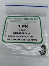 NEW Buckley/QC Fasteners M3-0.5 X 6 Brass Tip ST Steel Hex Socket Set Sc... - $8.75
