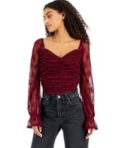 MSRP $32 Self Esteem Juniors&#39; Ruched Lace Sweetheart-Neck Top Wine Size Medium - $23.76