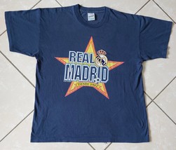 Vintage 90&#39;s Real Madrid T-shirt 1997 Adult Single Stitch Screen Stars T-Shirt R - £50.64 GBP