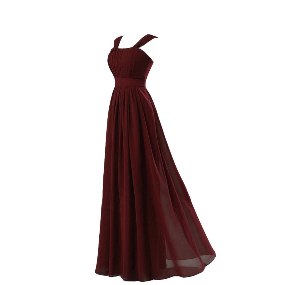Kivary Women's Long Chiffon Simple Cap Sleeves Corset Prom Bridesmaid Dresses Bu
