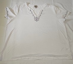 Como Vintage Split Neck Blouse Short Sleeve Embroidered Design Womens Si... - $227.20 MXN