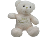 Dandee Plush light pink teddy bear sings Jesus Loves Me  gold nose - $9.89