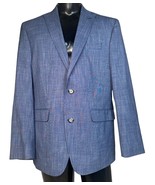 Murano Slim Fit Mens Blue Chambray Denim  Sport Coat Blazer with Stretch... - $39.59