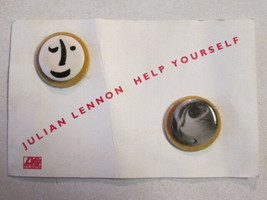 JULIAN LENNON HELP YOURSELF ATLANTIC RECORDS PROMO ONLY PIN SET ON CARD ... - £4.63 GBP