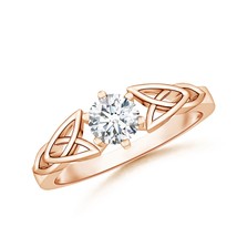 ANGARA Lab-Grown Ct 0.47 Solitaire Diamond Celtic Knot Ring in 14K Solid Gold - £557.23 GBP