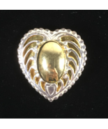 Vintage Premier Designs Gold Tone Heart Filigree Brooch - $243.66 MXN