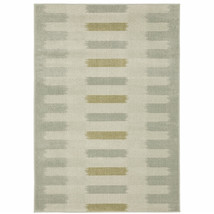 10' X 13' Beige Grey Gold And Green Geometric Power Loom Stain Resistant Area Ru - $683.49