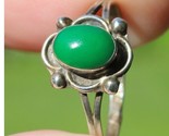 antique STERLING SILVER &amp; GREEN TURQUOISE ladies ring band .925 size 7 T... - $39.99