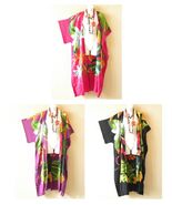 CG45 Batik Floral Hand Painted Plus Cardigan Duster Kimono Trench Maxi C... - $29.90