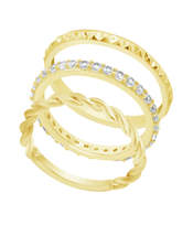 And Now This Triple Stack Cubic Zirconia Ring, Gold Plate, Size 8 - £21.21 GBP