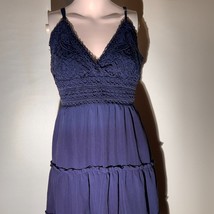 ECOWISH Navy Blue Lace Tiered Mini Dress – Size Large, Adjustable Straps... - $19.80