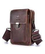 BULLCAPTAIN Leather Men&#39;s Small Shoulder Bag Cell Phone Belt Waist Bag - $730.22 MXN
