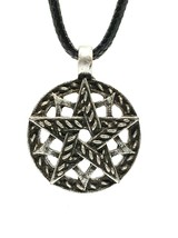 Pentacle Pentagram Necklace Pendant Double Star Pagan Wiccan on Cord Occult - £7.87 GBP