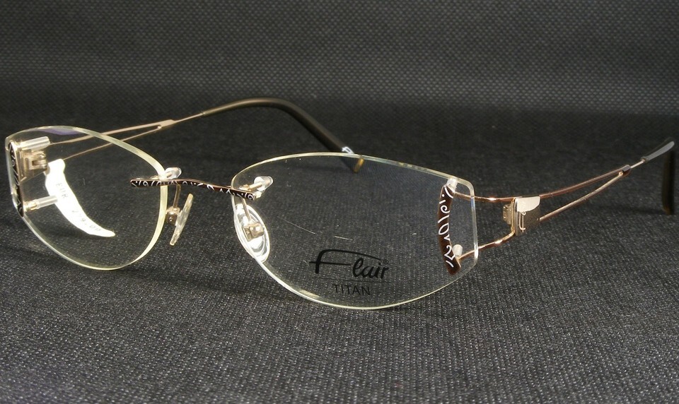 Vintage Flair 754 475 Brown /Gold /Silver UNIQUE RARE TITAN EYEGLASSES 5... - $198.00