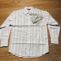 NWT Koman Sport White Graphic Print Button Front Shirt Long Sleeve Men&#39;s Sz M - £11.85 GBP