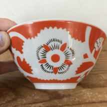 Vintage Asian Japanese Gold Orange Lotus Flower Porcelain Miso Bowl Dish... - $29.99