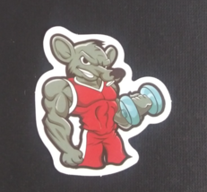 Mouse Working Out Wild Angry Animal Sticker 2&quot; x 1.75&quot; (V) - $1.64