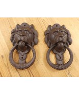 2 Cast Iron Antique Style Rustic LION HEAD Door Knocker Victorian Front ... - $47.73 CAD