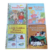 Little Golden Books Vintage Lot of 4 Bunny Ten Items  Picture Dictionary Kittens - $11.20