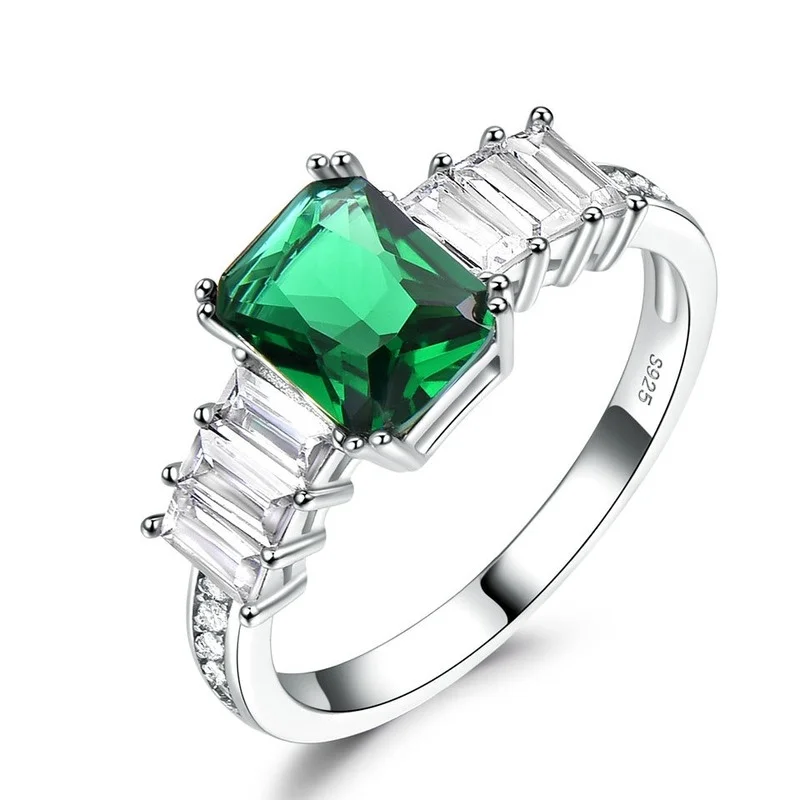 Luxury 925 Sterling Silver Natural Topaz Sapphire Emerald Gemstone Wedding Engag - £28.21 GBP