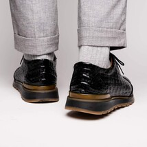 Alonzo Genuine Caiman Crocodile Fashion Sneaker Black image 11