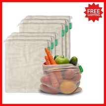 6 Heavy-Duty Organic Cotton Produce Bags with Tare Weight - Reusable &amp; S... - $534.96 MXN