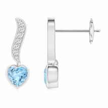 Authenticity Guarantee 
ANGARA Heart-Shaped Aquamarine &amp; Diamond Swirl Drop E... - £451.93 GBP