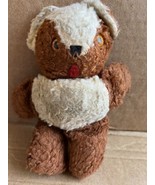 Vtg antique? Rare Brown Teddy Bear Plush Stuffed Animal 8&quot; Orange Eyes R... - £15.74 GBP