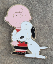 Charlie Brown and Snoopy Best Friends Hug Peanuts Vintage Lapel Hat Pin - $15.99