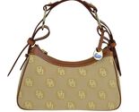 Dooney &amp; Bourke Brown Tan DB Logo Purse Handbag Medium Hobo Duck FOB Lea... - $34.64