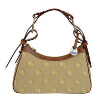 Dooney &amp; Bourke Brown Tan DB Logo Purse Handbag Medium Hobo Duck FOB Lea... - $34.64