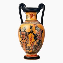 Greek Goddess Aphrodite &amp; God Hermes Vase Pot Ancient Greek Ceramic Pottery - £80.72 GBP