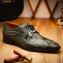 Nilo Genuine Crocodile Skin Deby's Oxford Dress Shoes Forest Green image 12