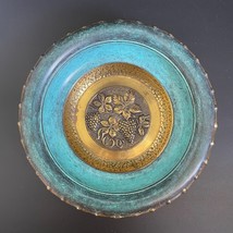 VTG Oppenheim Israel Hammered Brass Verdigris Enamel Grape Candy Bowl Di... - £35.55 GBP