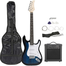 39&quot; Full Size Beginner Blue Electric Guitar With Amp, Case And Accessories Pack - £131.06 GBP