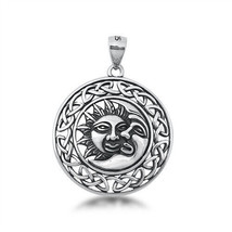 Sun moon Bali braid sterling silver pendant - $19.80