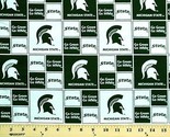 Cotton Michigan State University Spartans College Cotton Fabric Print D6... - $10.95